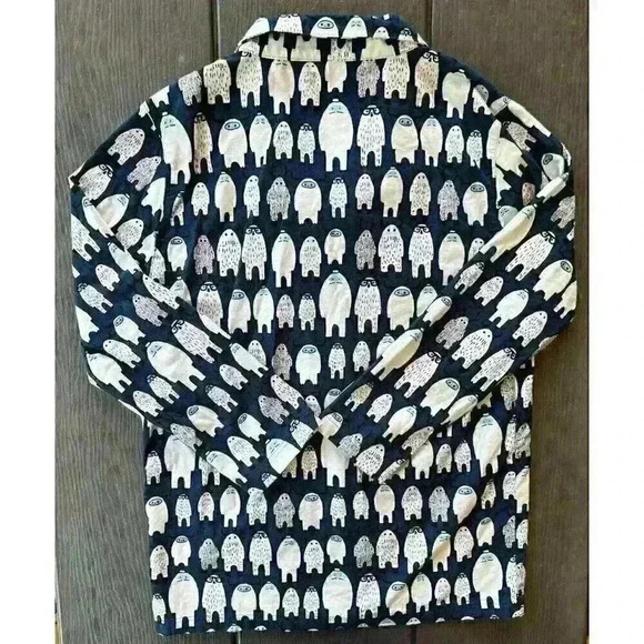 POTTERY BARN TEEN Flannel Pajama Button Shirt Abominably Awesome Yeti Size Large - Picture 2 of 8